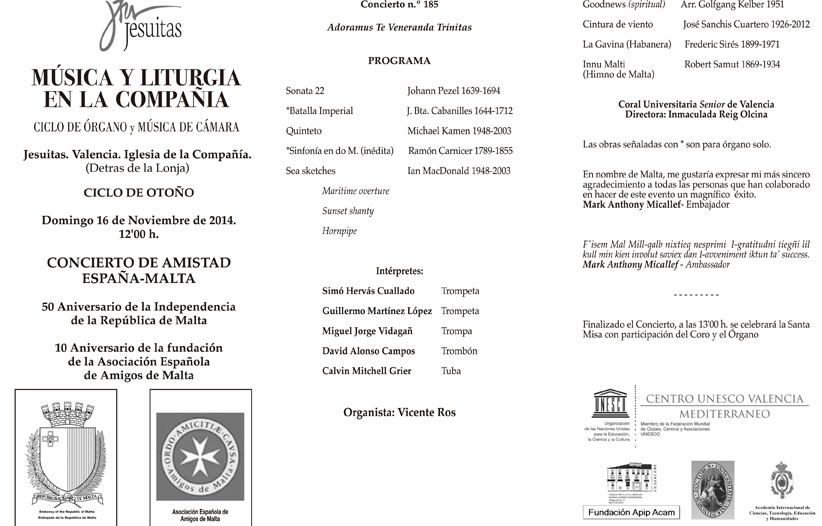 Díptico del Concierto de Amistad España-Malta
